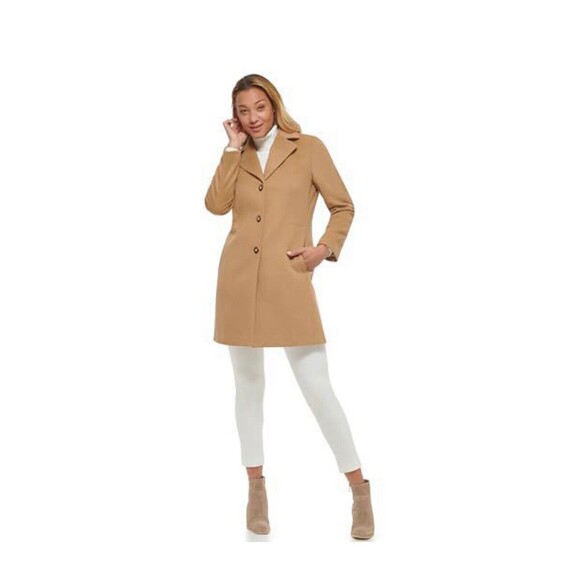 Calvin Klein Women’s Coat Classic Single Breasted Wool Cashmere Camel Size 16 - Picture 1 of 4